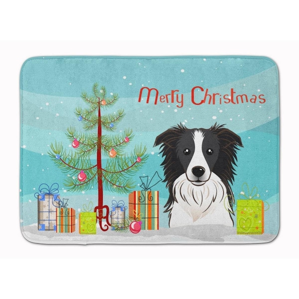 Carolines Treasures Christmas Tree and Border Collie Machine Washable Memory Foam Mat BB1613RUG - main